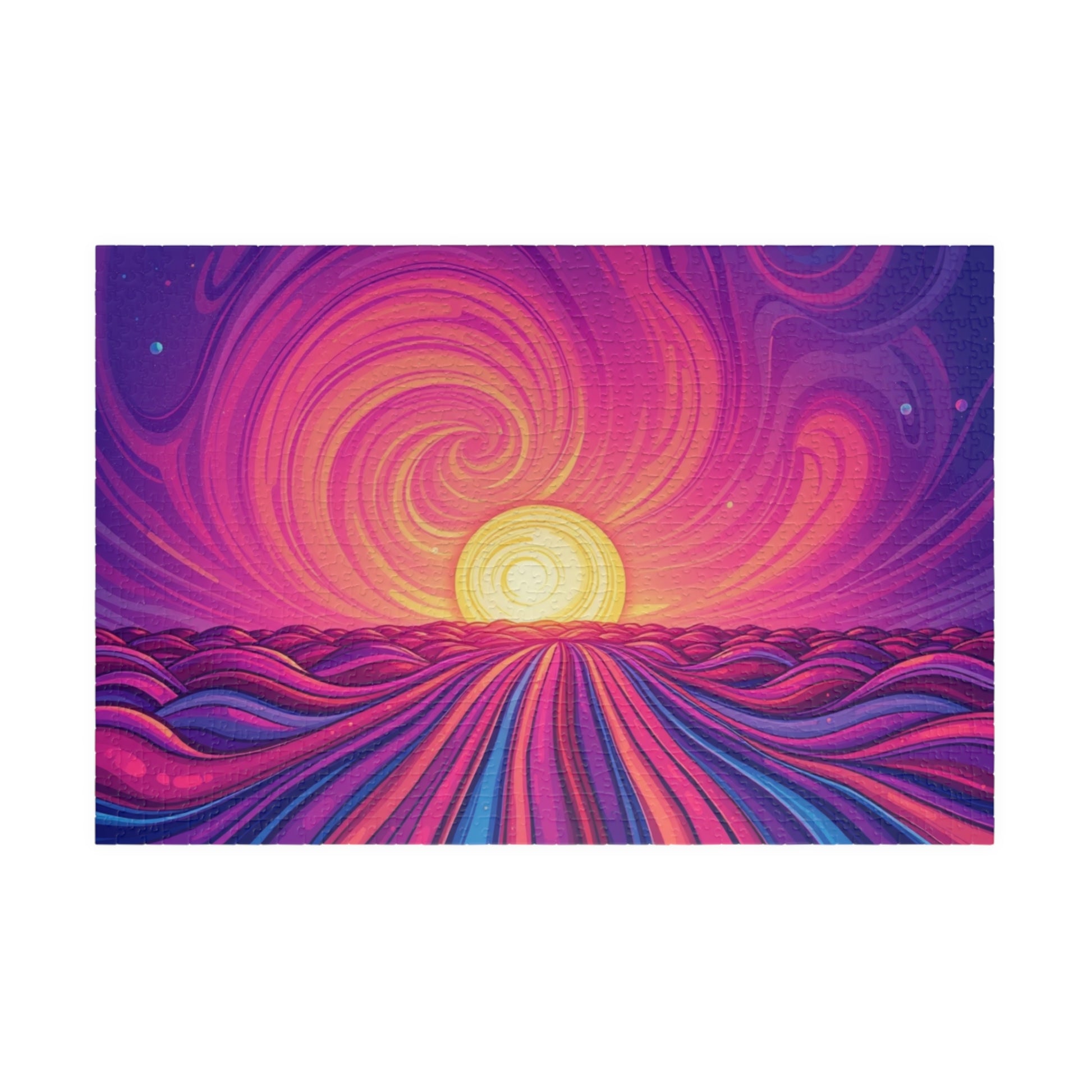 Abstract Sunrise Jigsaw Puzzle, Swirling Sun Illustration, Colorful Horizon for Puzzle Lovers Art Enthusiasts Hobbyists, Best Unique Gift 1014 pcs (Horizontal) Puzzle The Puzzle Chest
