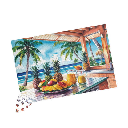 Tropical Island Jigsaw Puzzle, 110, 252, 520, 1014-Piece, Beach Kitchen Scene, Fruit Platter Ocean View Palm Trees, Puzzle Enthusiast Gift Puzzle The Puzzle Chest