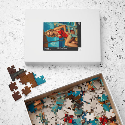 Retro Beach Lady Puzzle, Vintage Art Jigsaw Puzzle for Adults, Home Entertainment, Fun Family Activity, Gift for Art Lovers, Nostalgic Gift Puzzle The Puzzle Chest
