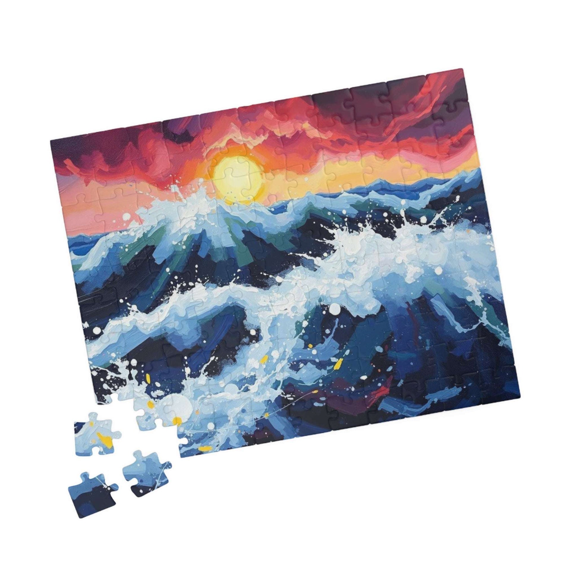 Abstract Ocean Sunrise Puzzle for Adults - Colorful Seascape Jigsaw Game