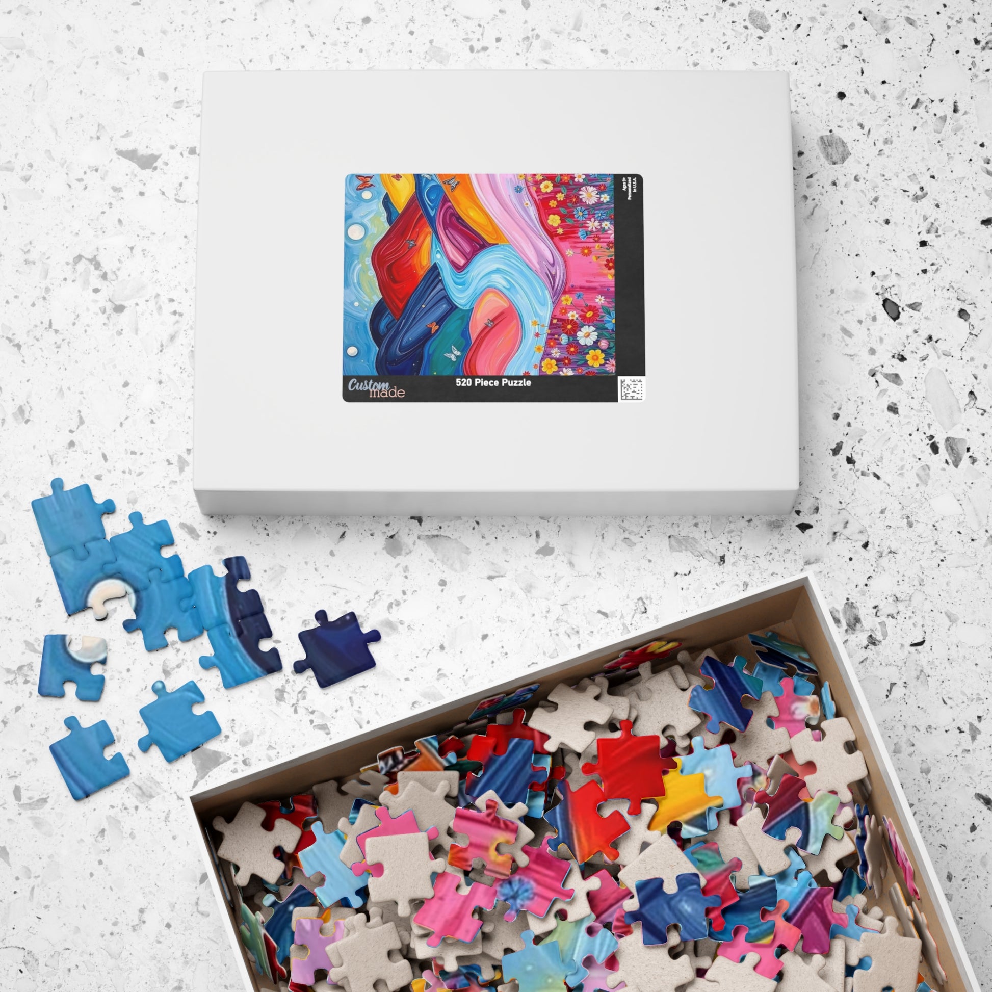 Pastel Petals - River Through Candy Hill Jigsaw Puzzle Colleciton, Beautiful Nature Puzzle, Colorful Landscape Art, Puzzle Lover Gift, Family Fun, 110/252/520/1014 Puzzle The Puzzle Chest