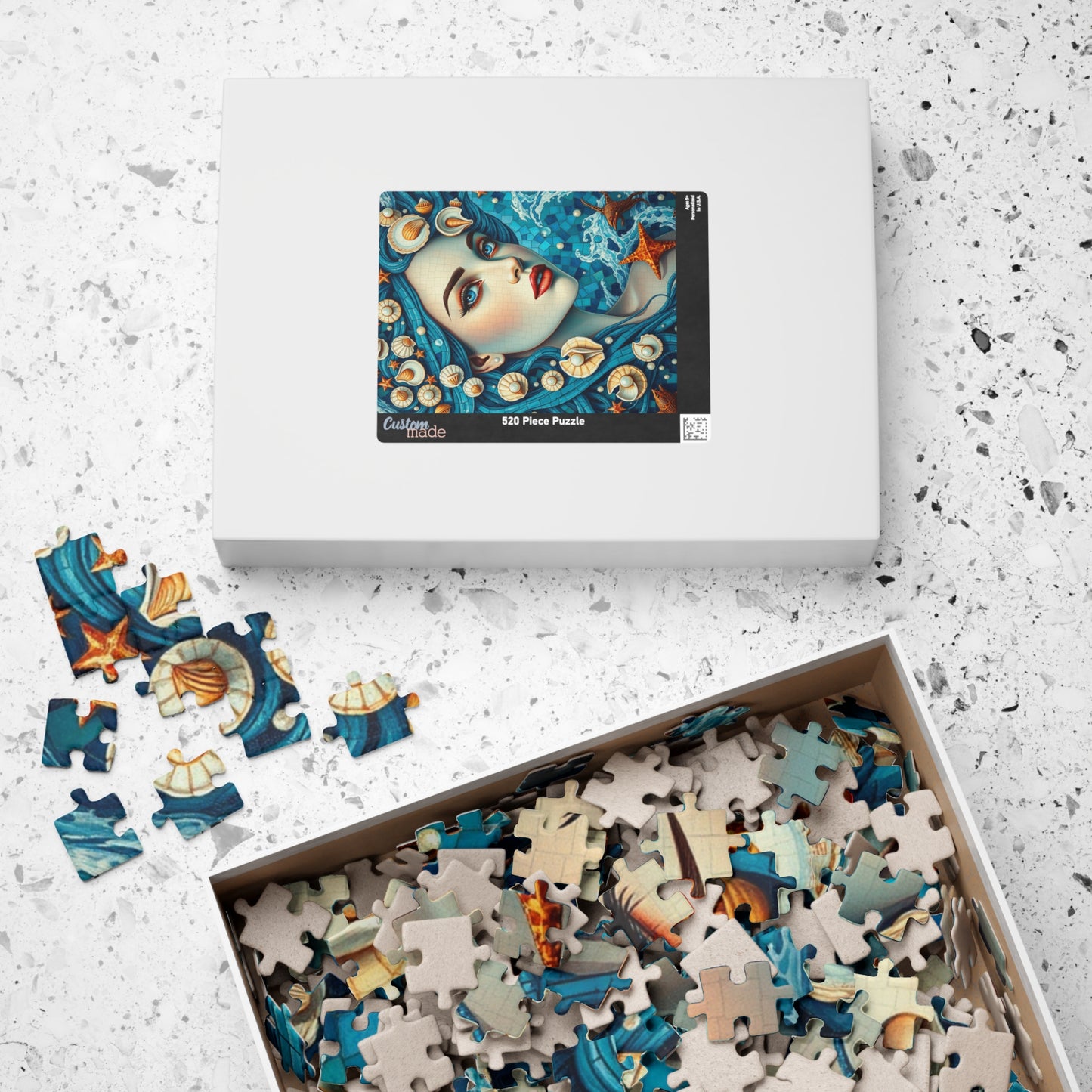 Mosaic Portrait Oceanic Goddess Puzzle, 110-1014 Piece Nautical Jigsaw Game, Unique Gifts, Mermaid Lovers, Relaxing Activity, Creative Fun Puzzle The Puzzle Chest