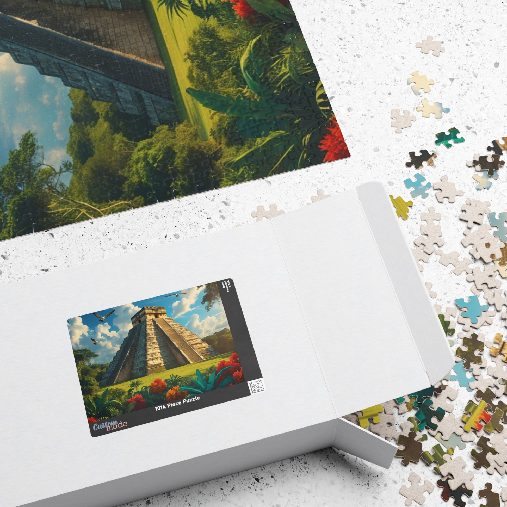 Chichen Itza Pyramid Jigsaw Puzzle with Tropical Jungle Scene, Historic Mayan Famous Landmark, Travel-Inspired Frameable Art Gift Puzzle The Puzzle Chest