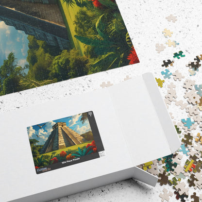 Chichen Itza Pyramid Jigsaw Puzzle with Tropical Jungle Scene, Historic Mayan Famous Landmark, Travel-Inspired Frameable Art Gift Puzzle The Puzzle Chest