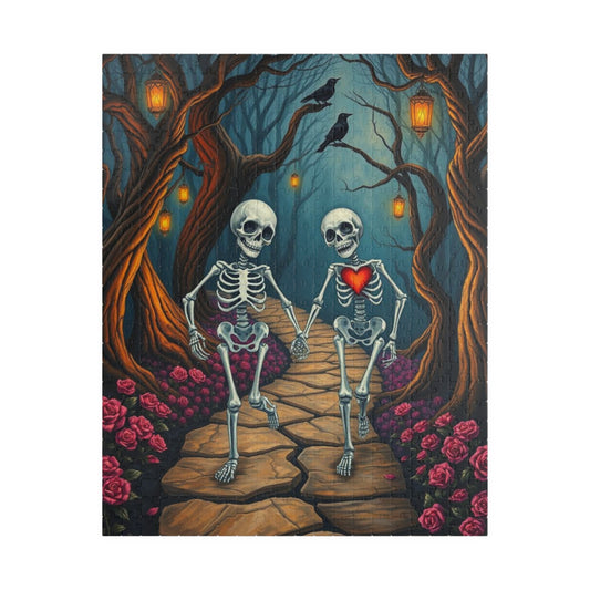 Spooky Romance Skeleton Puzzle for Adults, Perfect for Halloween Couples Night Family Fun Unique Gothic Gift for Puzzle Enthusiast