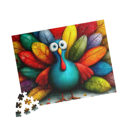 Colorful Turkey Illustration Puzzle | 110-1014 Piece Farm Animal Jigsaw 252 pcs (Horizontal) Puzzle The Puzzle Chest
