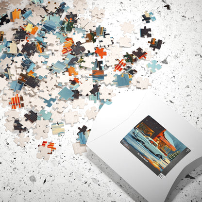 Vintage Car Puzzle - Winter Scene, Nostalgic Classic 1957 Bel Air Jigsaw Game Puzzle The Puzzle Chest