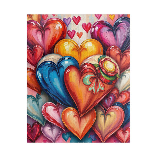 Romantic Heart Collage Puzzle, Love Jigsaw Game for Adults and Teens, Valentine's Day Activity, Bright Color Puzzle, Heart Pattern, Giftable 520 pcs (Vertical) Puzzle The Puzzle Chest