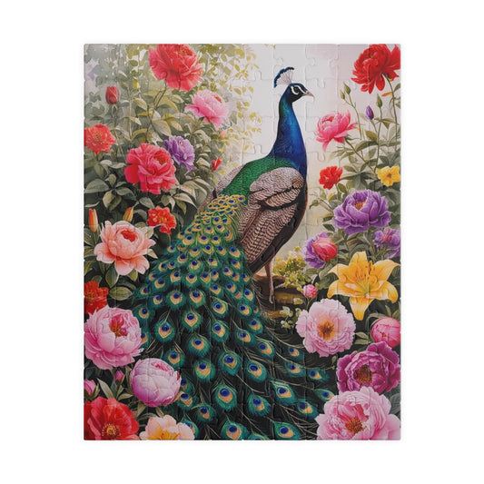 Peacock Jigsaw Puzzle Birds and Flowers, Animal Lover Game, Birthday Gift Floral Puzzle for Nature Enthusiasts, Relaxing Fun Family Activity 110 pcs (Vertical) Puzzle The Puzzle Chest
