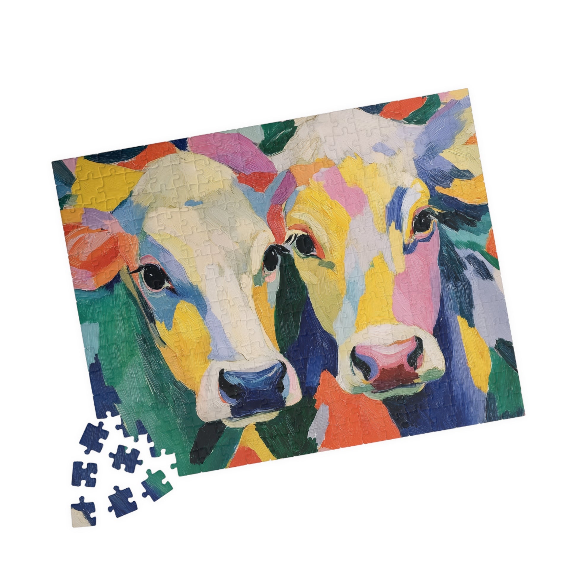 Colorful Cow Portrait Puzzle | Abstract Farm Animal Jigsaw 110-1014 Pieces 252 pcs (Horizontal) Puzzle The Puzzle Chest