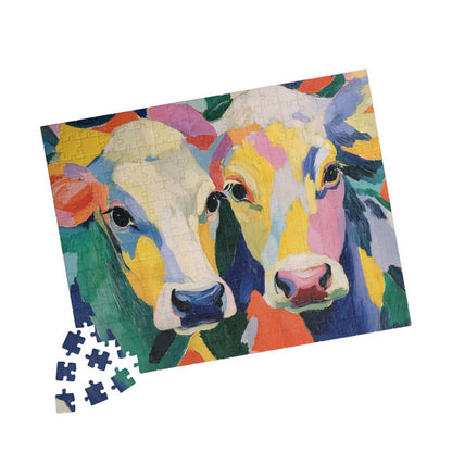 Colorful Cow Portrait Puzzle | Abstract Farm Animal Jigsaw 110-1014 Pieces 252 pcs (Horizontal) Puzzle The Puzzle Chest