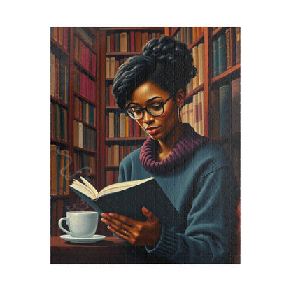 Cozy Afrocentric Reading Puzzle - Black Woman Studying, Perfect Gift for Book Lovers, Relaxing Moments, Family or Solo Fun, Indoor Activity 520 pcs (Vertical) Puzzle The Puzzle Chest