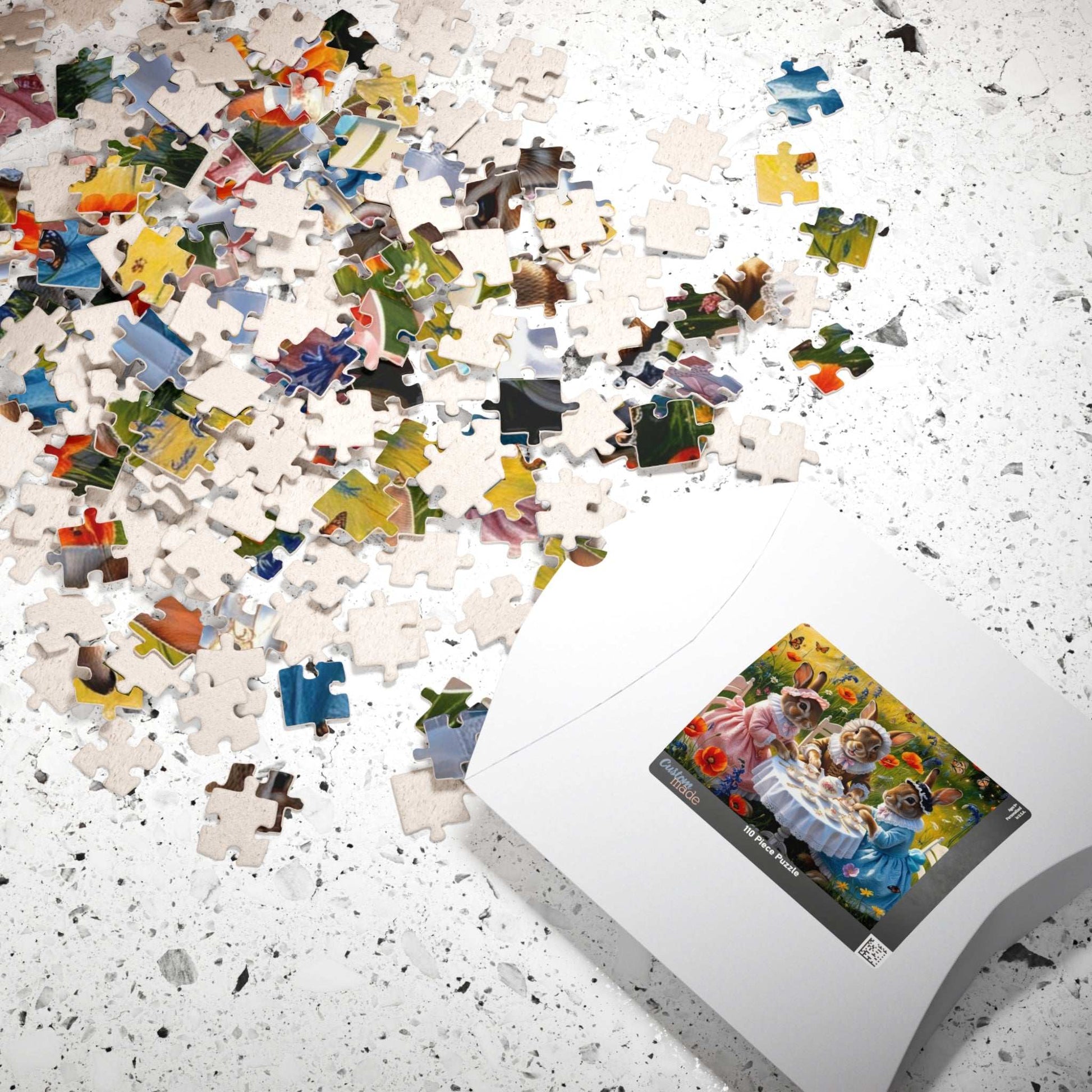 Whimsical Bunny Tea Party Puzzle, 110, 252, 520, 1014-piece Jigsaw Game, Fun Family Activity, Unique Gift for Adults, Spring Easter Puzzle The Puzzle Chest