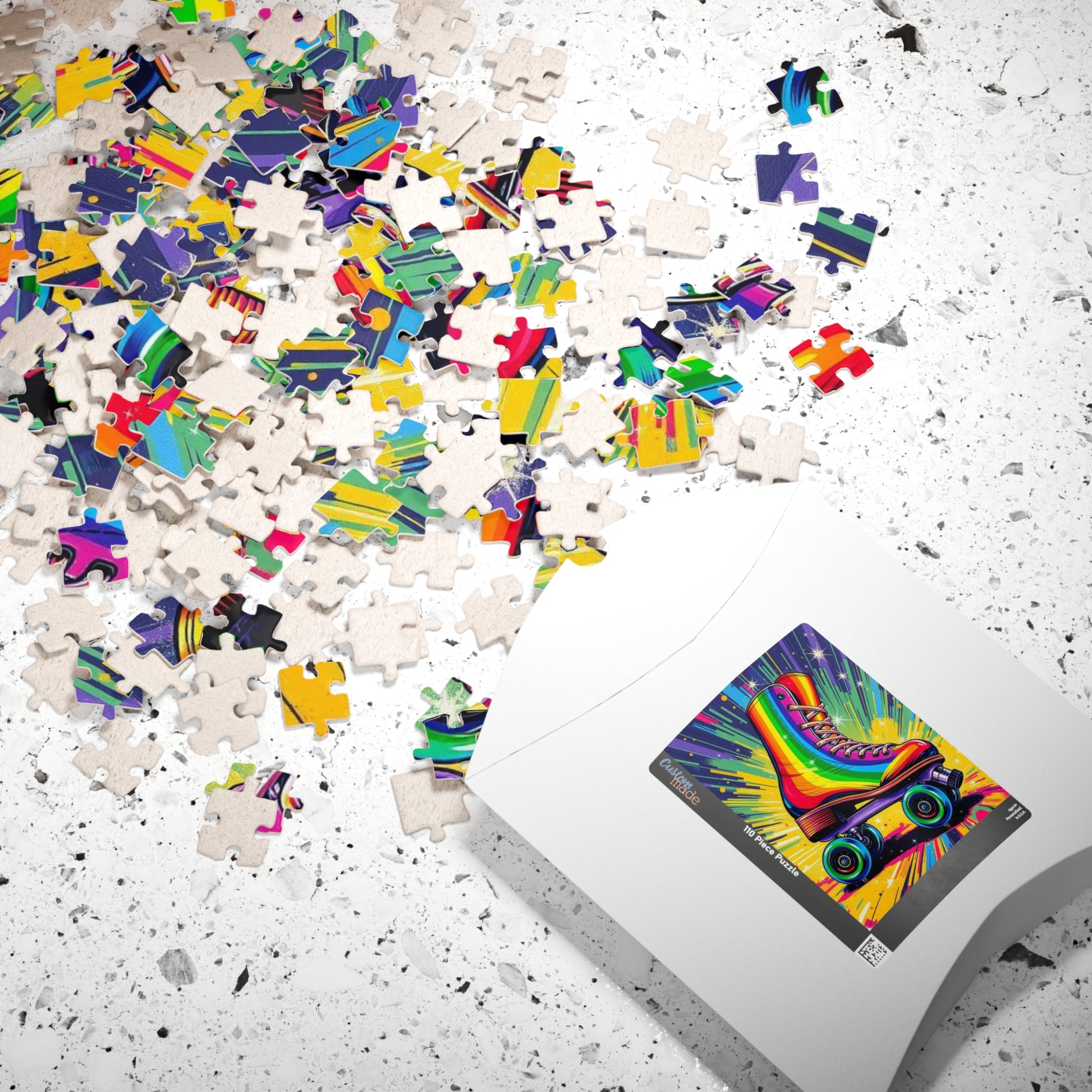 Rainbow Roller Skate Puzzle, Pop Art Jigsaw Fun Family Game, Colorful Home Entertainment, Gift for Hobbyist Puzzle Enthusiast Puzzle The Puzzle Chest
