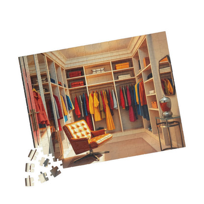 Walk-In Closet Jigsaw Puzzle (110, 252, 520, 1014-piece), Color-coded Clothing, Red Yellow Blue Minimalist Game, Gift for Fashion Lover