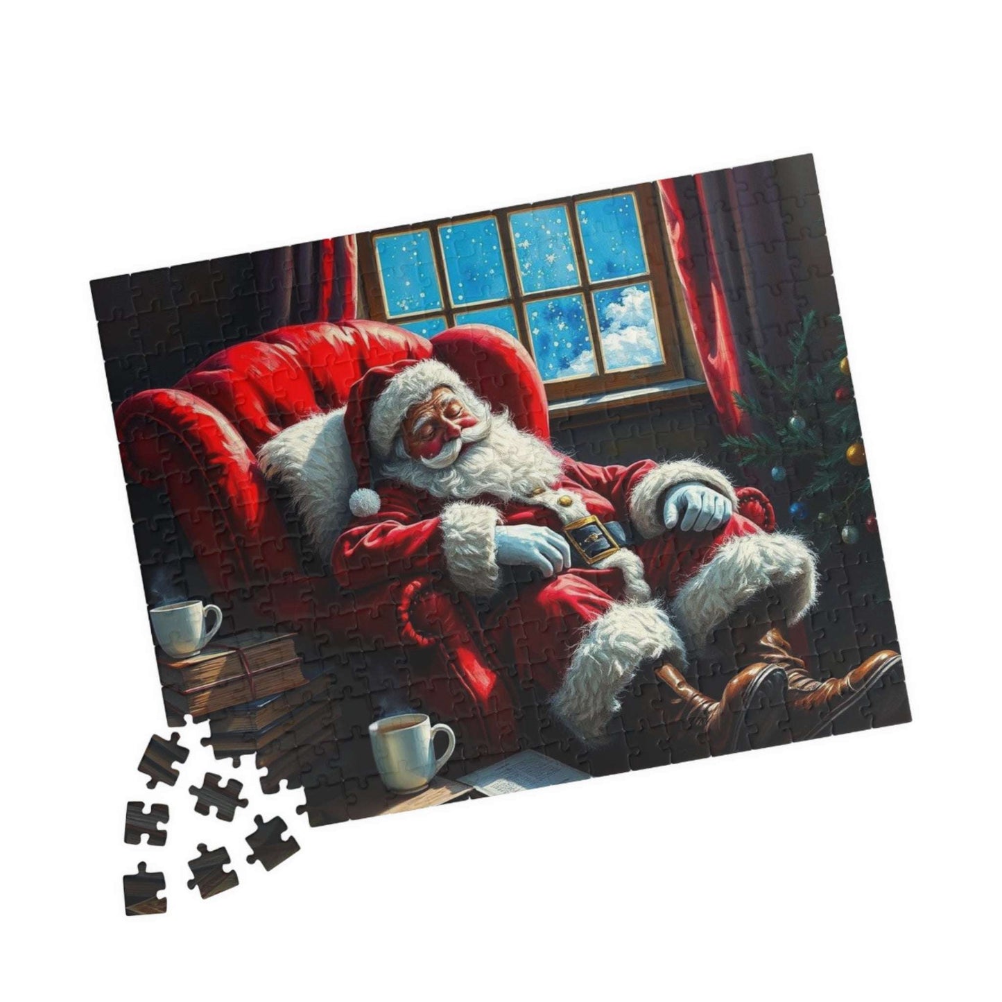 Cozy Santa Jigsaw Puzzle for Adults Holiday Fun, Christmas Themed Puzzle