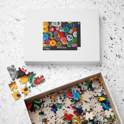Button Collection Jigsaw Puzzle - Chaotic Collage Design, Fun Family Creative Activity, Puzzle Lover Gift for Friends, Vintage Vibe Brain Teaser Puzzle The Puzzle Chest