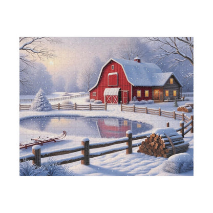 Winter Farmhouse Puzzle, Landscape Jigsaw Game, Perfect for Family Nights, Holiday Fun, Home Decor, Gift for Puzzle Lover, Relaxing Activity 520 pcs (Horizontal) Puzzle The Puzzle Chest