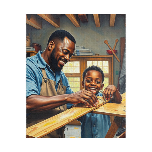Family Bonding Jigsaw Puzzle, Black Father and Son Scene, Fun Family Activity, African American Afrocentric Cultural, Gift 520 pcs (Vertical) Puzzle The Puzzle Chest