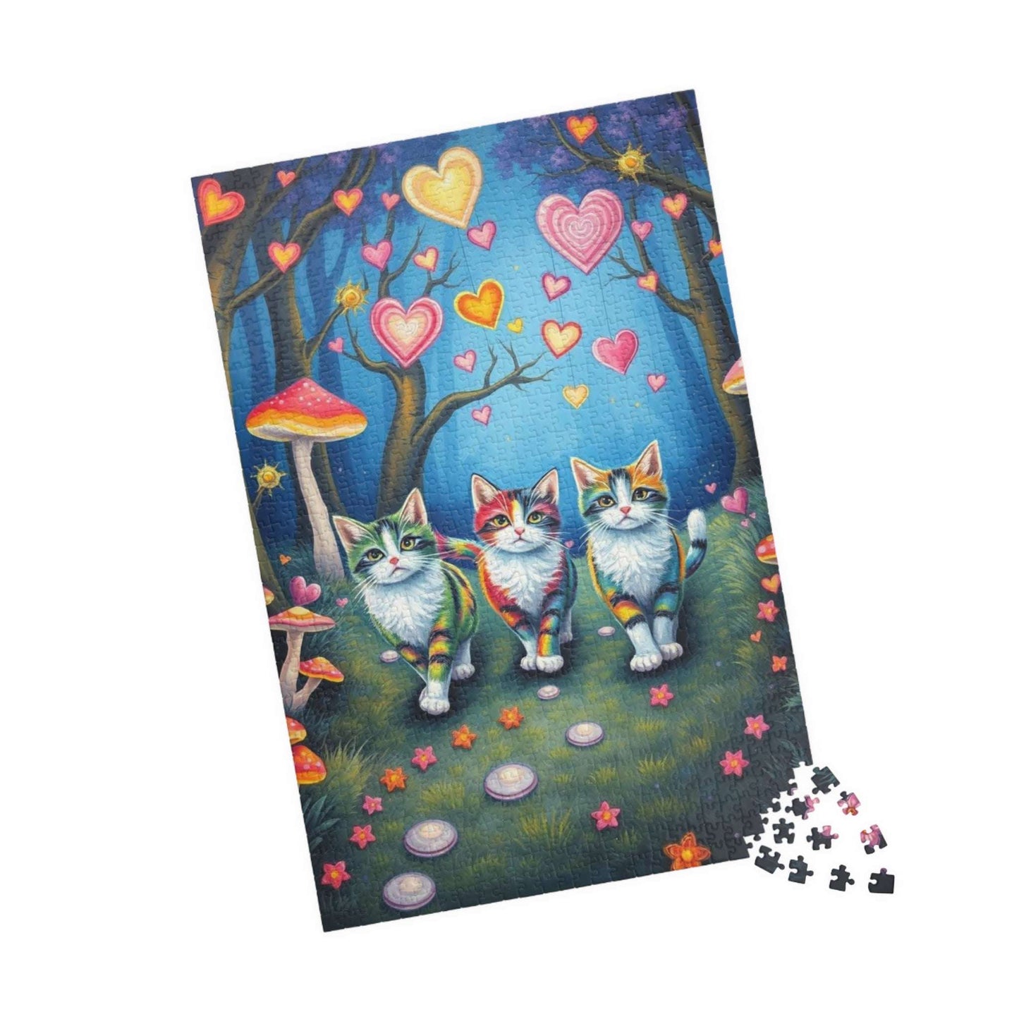 Cat Lovers Puzzle with Colorful Hearts, 110, 252, 520, 1014-Piece Jigsaw - Perfect Gift for Cat Enthusiasts, Family Game Night, Cozy [...]