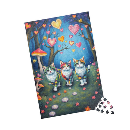 Cat Lovers Puzzle with Colorful Hearts, 110, 252, 520, 1014-Piece Jigsaw - Perfect Gift for Cat Enthusiasts, Family Game Night, Cozy [...]