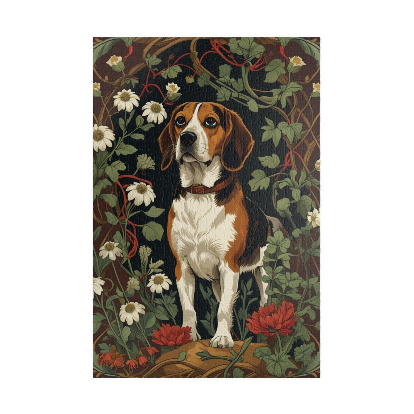 Vintage Beagle Jigsaw Puzzle, Woodland Forest Floral Flower Dog Theme Game, Indoor Fun Family Friendly Activity, Pet Owner Gift, Animal Love 1014 pcs (Vertical) Puzzle The Puzzle Chest