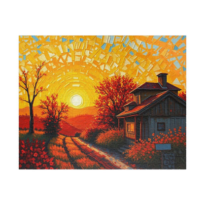 Sunset Cottage Puzzle, 110 to 1014-piece Jigsaw, Relaxing Home Entertainment, Gift for Puzzle Lover, Mindful Family Activity, Cozy Night In 520 pcs (Horizontal) Puzzle The Puzzle Chest