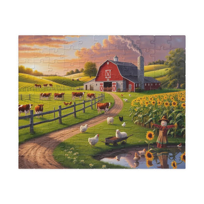 Serene Countryside Farm Puzzle, Family Fun Activity, Relaxing Gift for Puzzle Lovers, Cozy Fall Home Decor, Farmhouse Theme, Leisure Time 110 pcs (Horizontal) Puzzle The Puzzle Chest