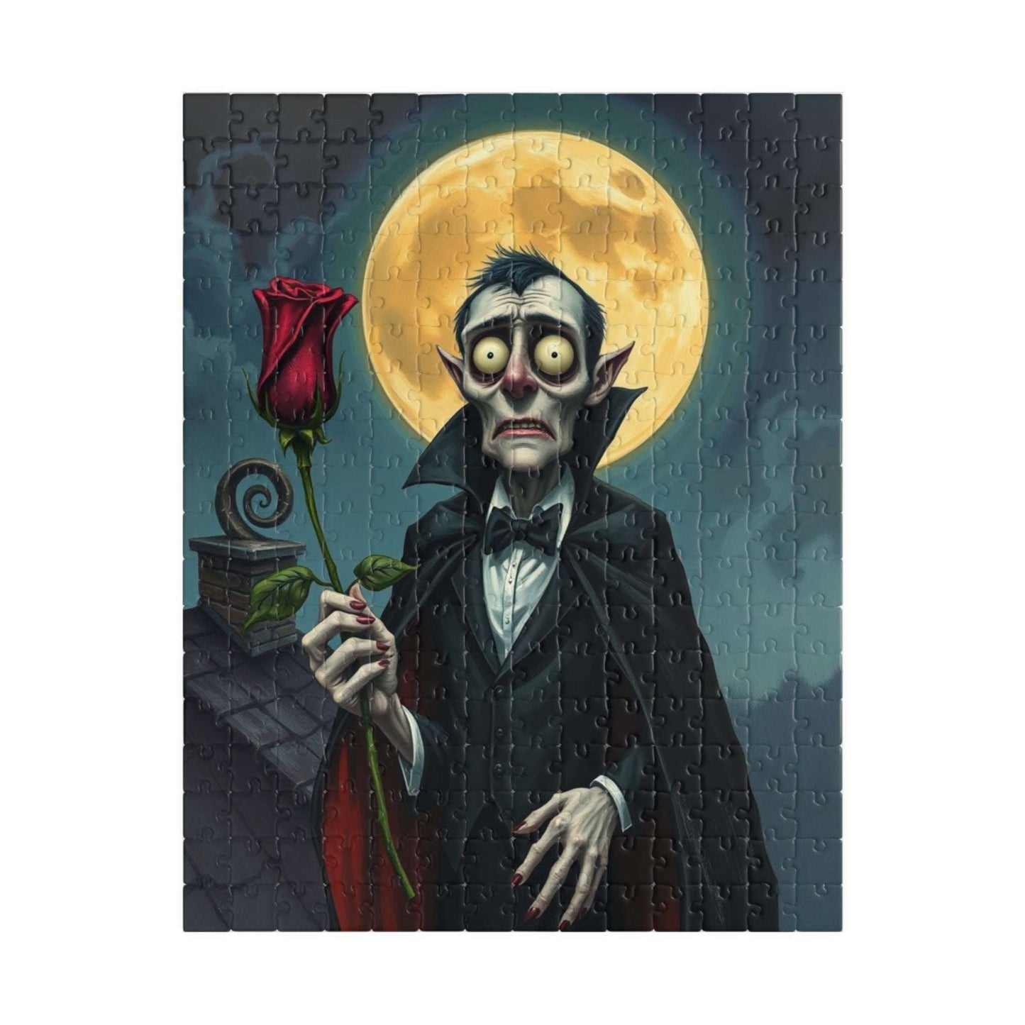Spooky Vampire Themed Puzzle - Whimsical Gothic Art, Fun Halloween Activity, Unique Gift for Horror Lovers, Family Game Night 252 pcs (Vertical) Puzzle The Puzzle Chest
