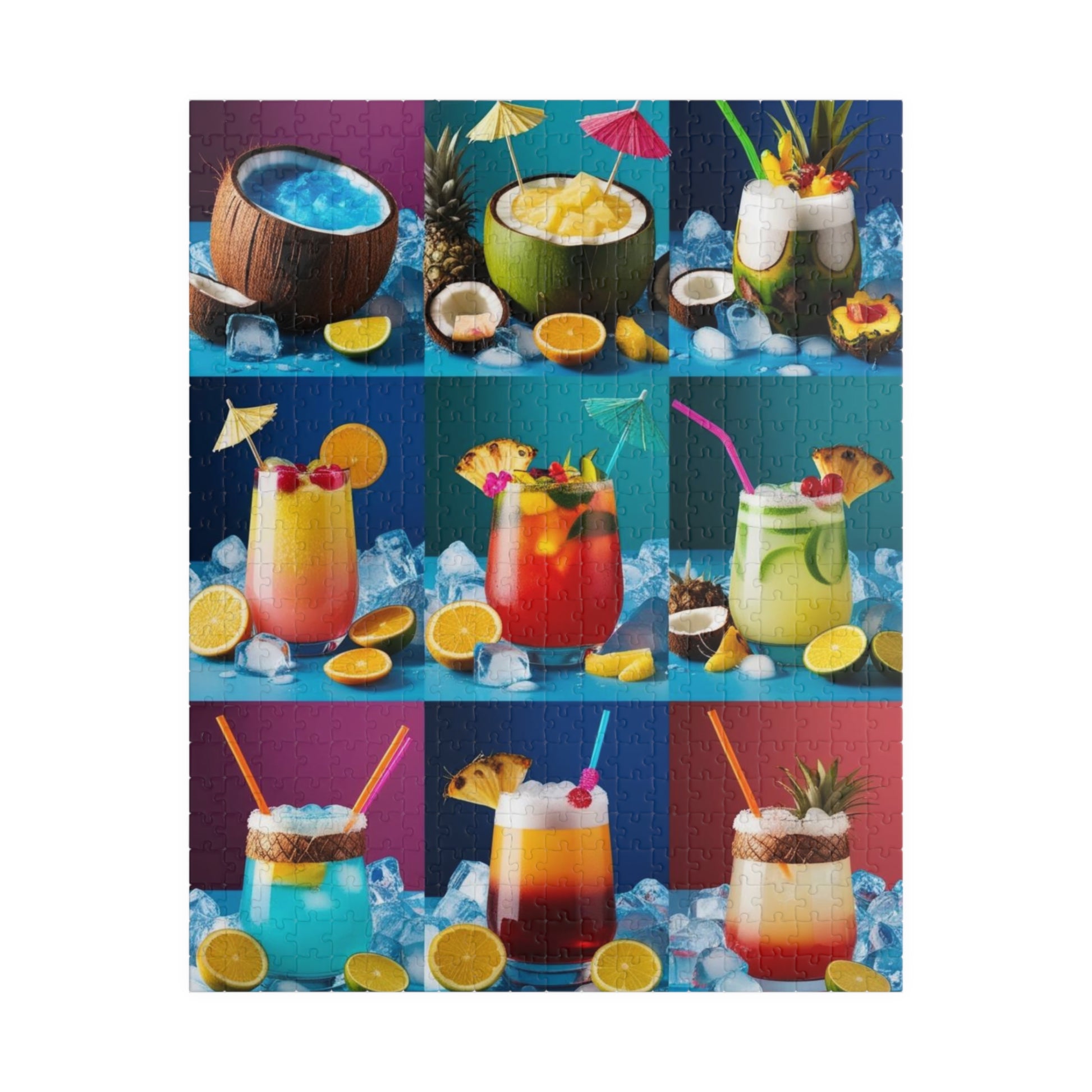 Tropical Drink Collage Puzzle, Relaxing Jigsaw Game for Adults, Solo Fun Quiet Leisure Activity, Colorful Cocktails Gift for Puzzle Lovers 520 pcs (Vertical) Puzzle The Puzzle Chest