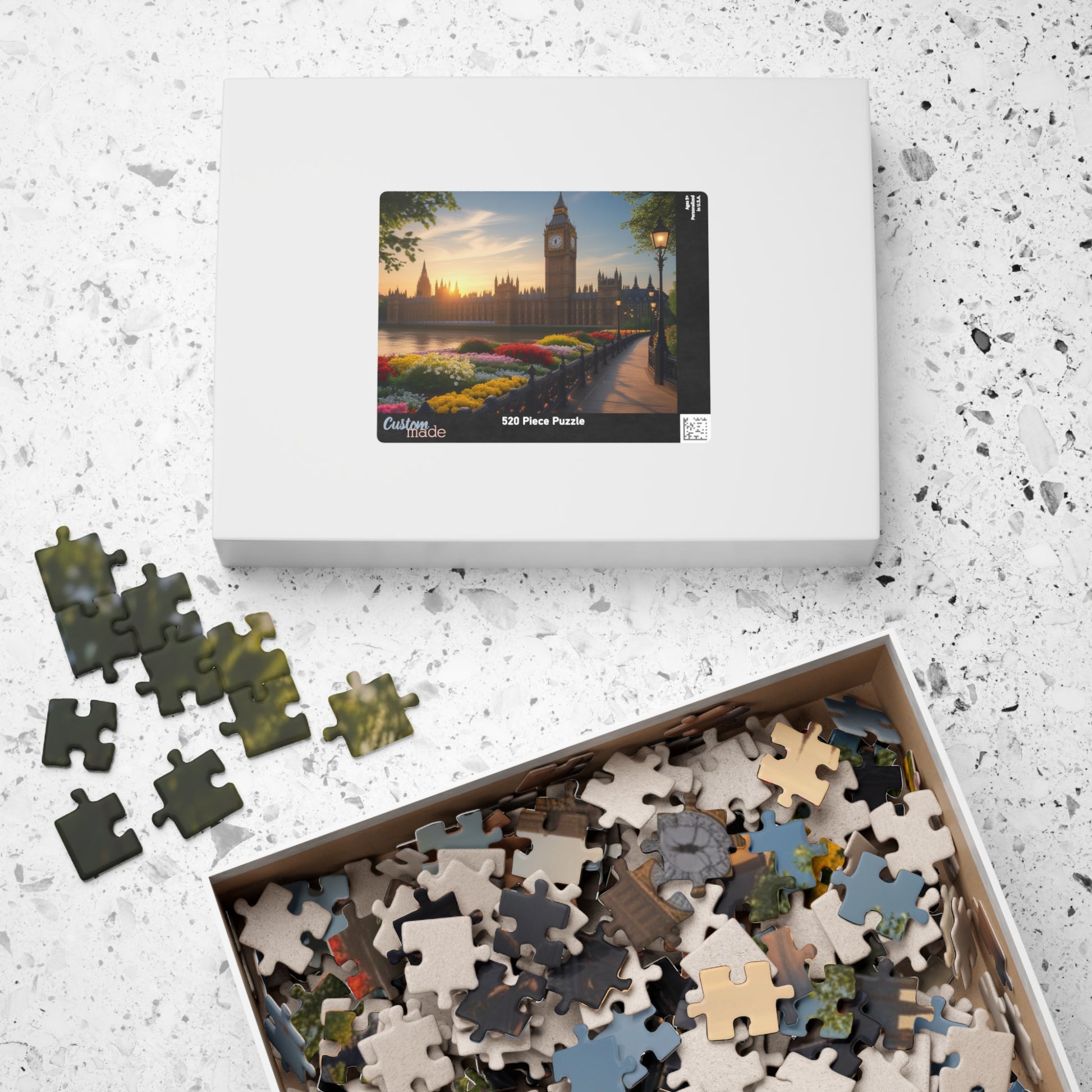 London Big Ben (Elizabeth Tower) Jigsaw Puzzle, Flowers Sunrise View Thames River, Puzzle Enthusiast Cityscape Lover Gift, Family Activity Puzzle The Puzzle Chest