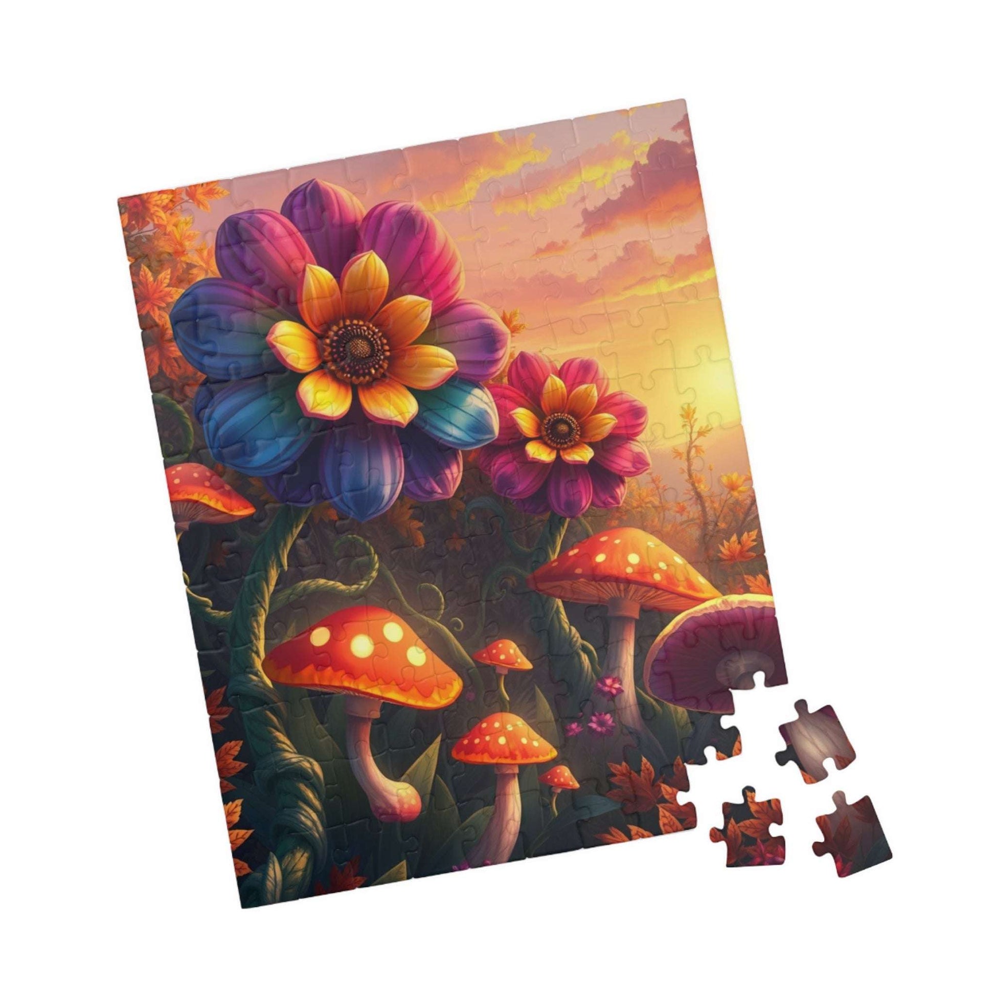 Fantasy Botanical Garden Puzzle, 110 252 520 1014-Piece Jigsaw Game, Colorful Oversized Flowers and Twisting Vines for Relaxation, Giftable Puzzle The Puzzle Chest