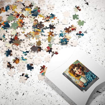 Retro Style Puzzle with Vintage Woman, 110-520 Piece Jigsaw, Perfect for Family Game Night, Nostalgic Gifts for Puzzle Lovers