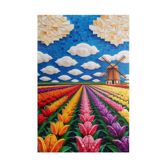 Mosaic Vibrant Flower Fields Puzzle | Tulip Landscape | 110, 252, 520, 1014-Piece Fun for Families, Gift for Puzzles Lovers, Home Decor, 1014 pcs (Vertical) Puzzle The Puzzle Chest