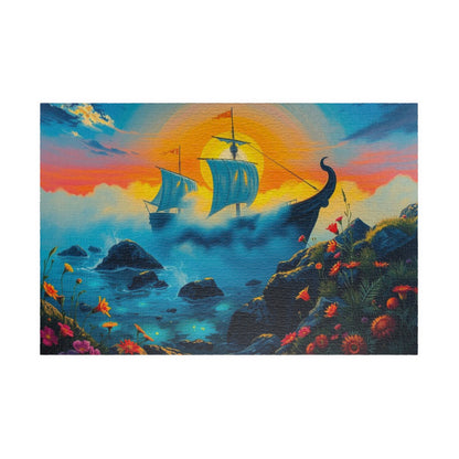 Haunting Skeletal Ship Jigsaw Puzzle, Nautical Sailing Gothic Puzzle, Ocean Theme Activity, Gift for Sea Lover, Family Game Night Activity