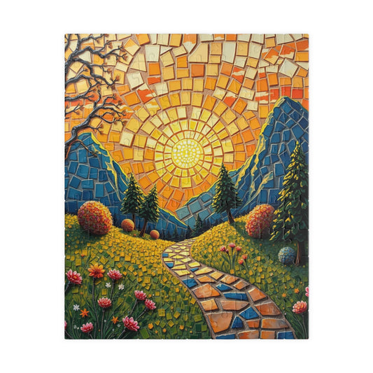 Vibrant Mosaic Landscape Puzzle, 110 to 1014 pieces, Colorful Nature Artwork, Fun Family Activity, Cozy Night In, Gift Idea, DIY Project 110 pcs (Vertical) Puzzle The Puzzle Chest