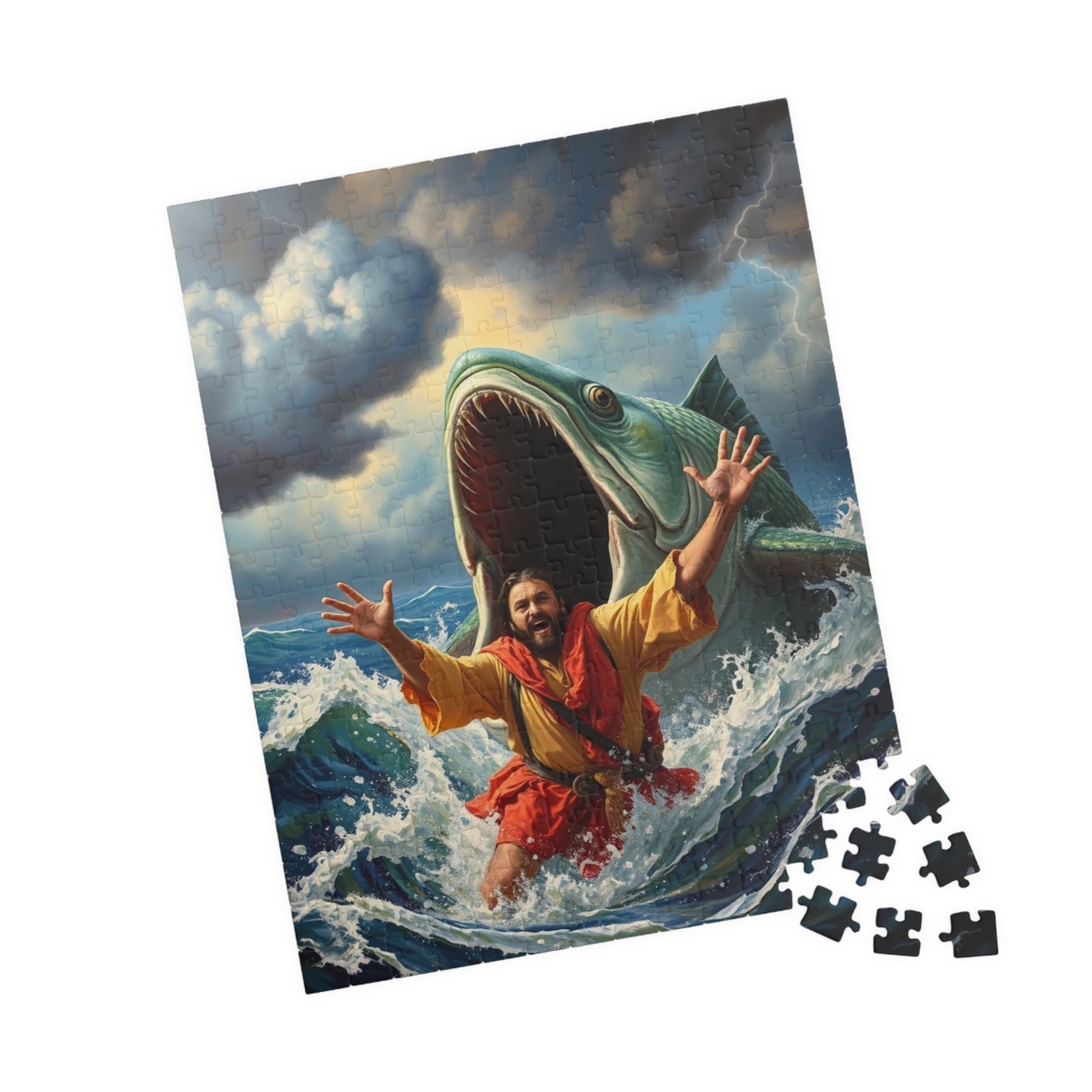 Christian Faith-Based Puzzle, Jonah and the Big Fish Epic Bible Story, Religious Jigsaw Game, Spiritual Gift for Puzzle Lover, Bible Puzzle Puzzle The Puzzle Chest