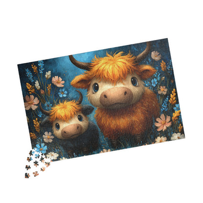 Highland Cow Family Puzzle 110-1014 Piece | Cute Highland Cattle Jigsaw 1014 pcs (Horizontal) Puzzle The Puzzle Chest