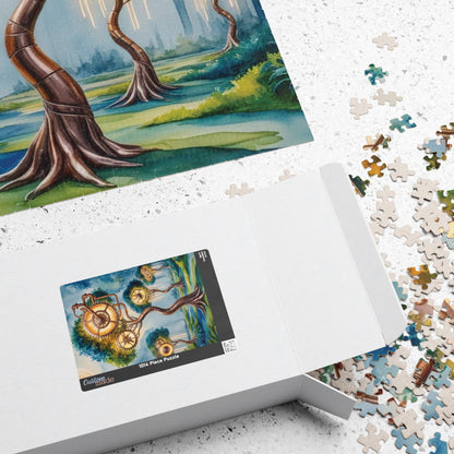 Jigsaw Puzzle - Surreal Landscape with Glowing Gears and Clockwork, Trippy 110, 252, 520, 1014-Piece Puzzle, Unique Gift for Puzzle Lover Puzzle The Puzzle Chest