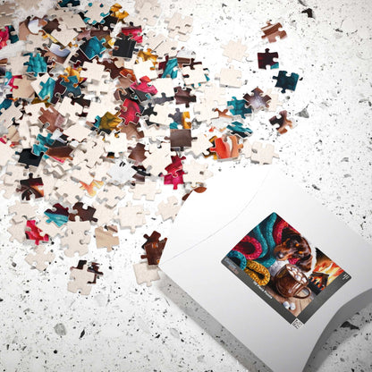 Cozy Winter Dachshund Puzzle - Dog by Fireplace Jigsaw Game, Holiday Family Fun, Mindful Gift for Animal Lovers, Indoor Activity Puzzle The Puzzle Chest