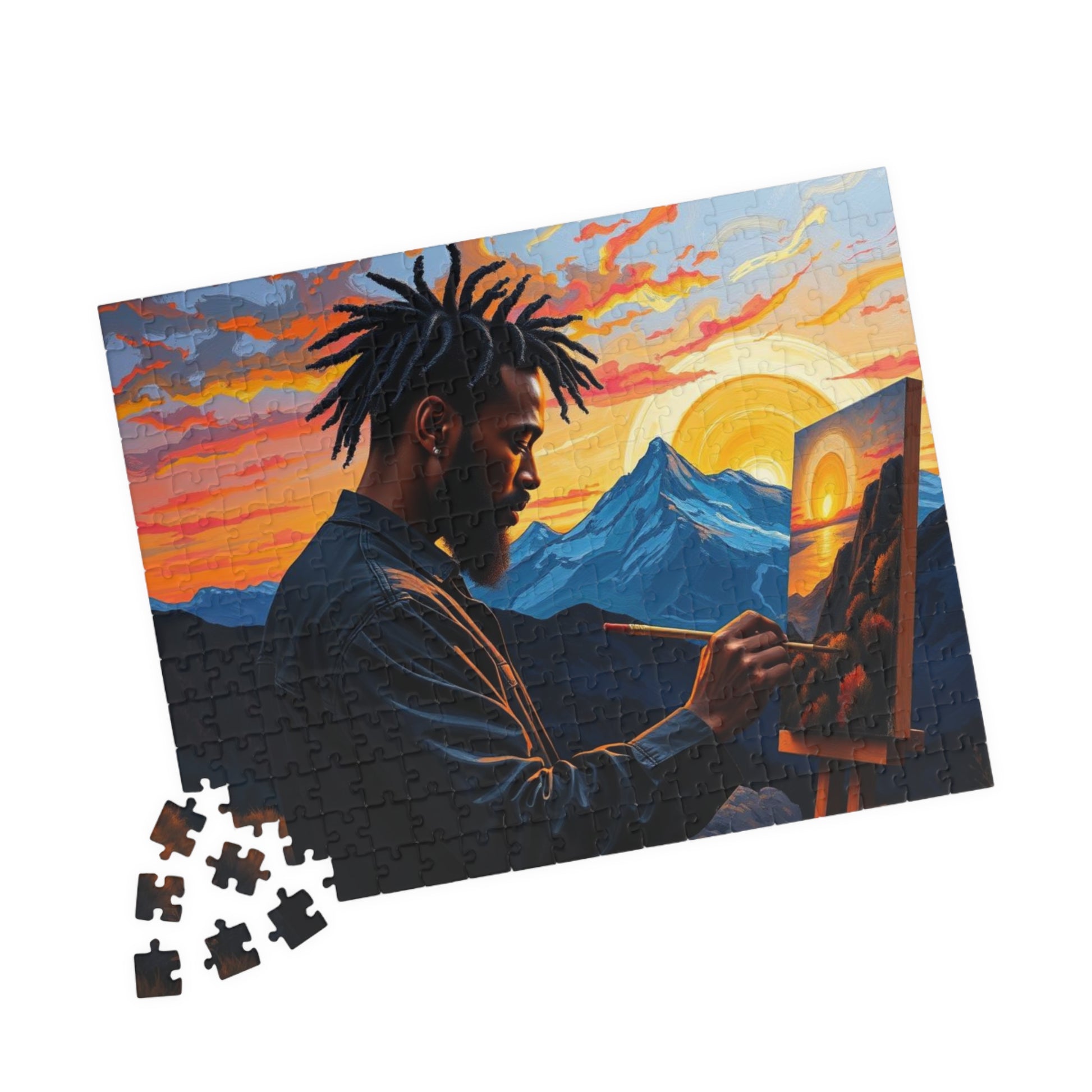 Black Man Painting Jigsaw Puzzle - Afrocentric Art 110, 252, 520, 1014 Pieces, African American Puzzle, Black Artwork Game Puzzle The Puzzle Chest