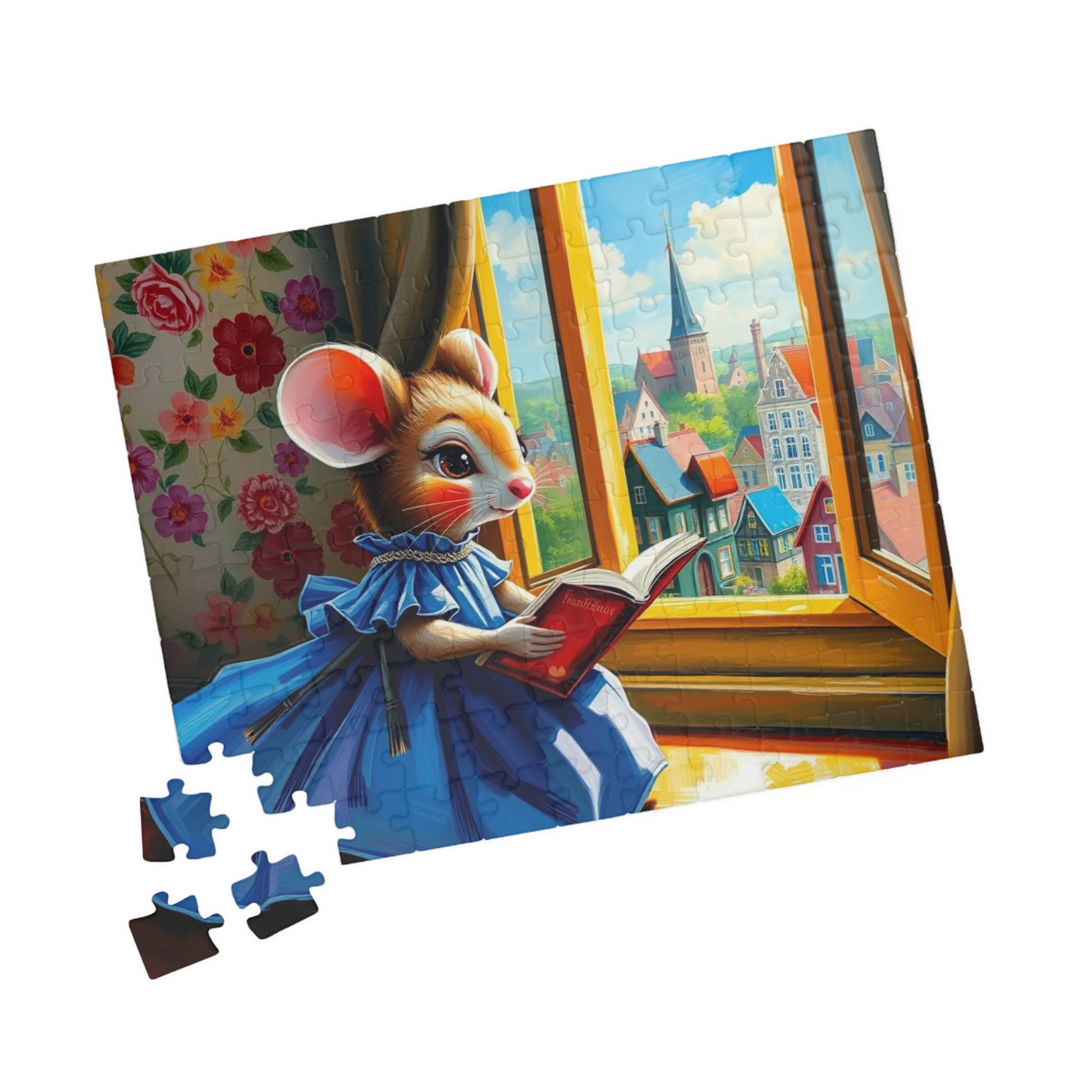 Whimsical Mouse Reading Jigsaw Puzzle, Cozy Home Entertainment, Unique Gift for Adults, Family Game Night, Mental Exercise Puzzle The Puzzle Chest