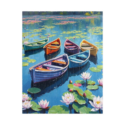 Serenity Afloat Lake Boat Jigsaw Puzzle, Rowboats and Lotus Flowers Landscape Puzzle, Scenic Summer Puzzle for Adult and Families 252 pcs (Vertical) Puzzle The Puzzle Chest