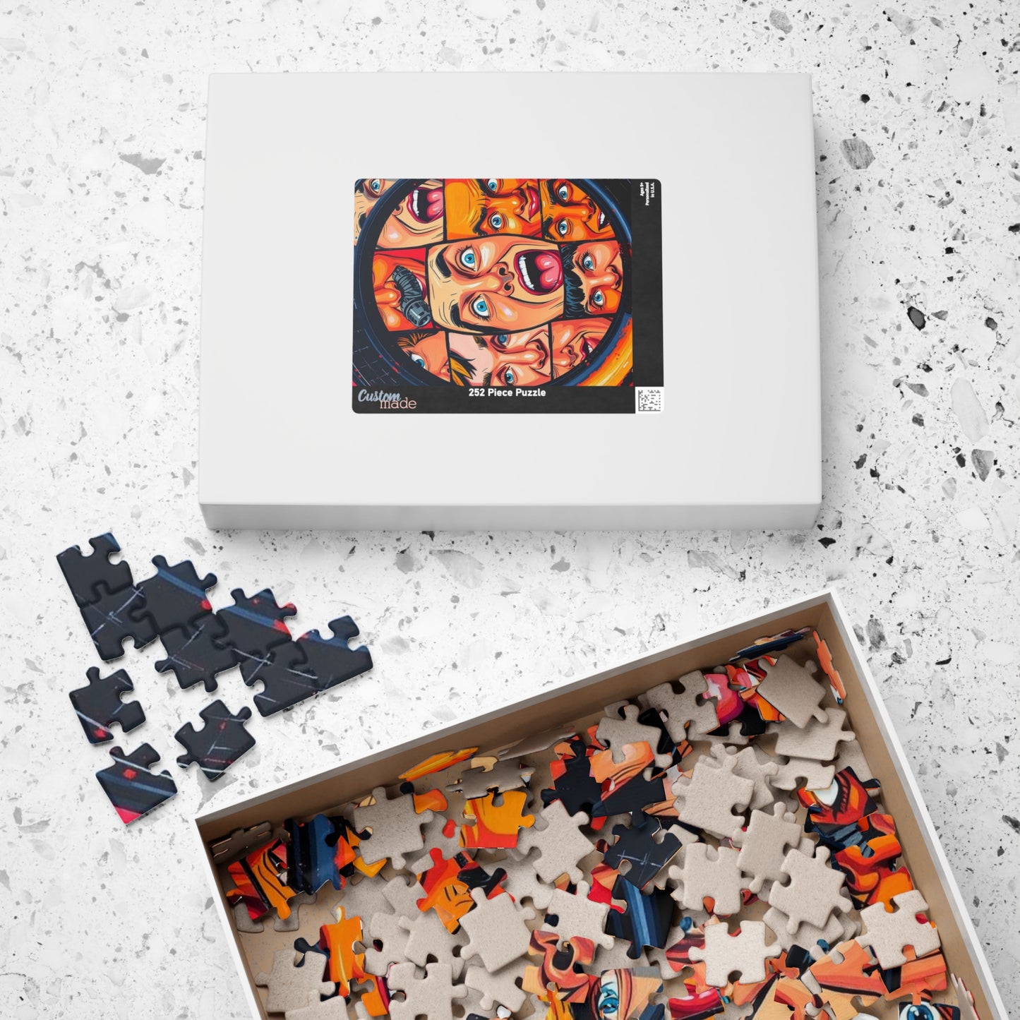 Vibrant Face Collage Puzzle, Pop Art Jigsaw Game Fun Family Activity, Unique Gift Idea for Friend, Colorful Home Entertainment, Brain Teaser Puzzle The Puzzle Chest