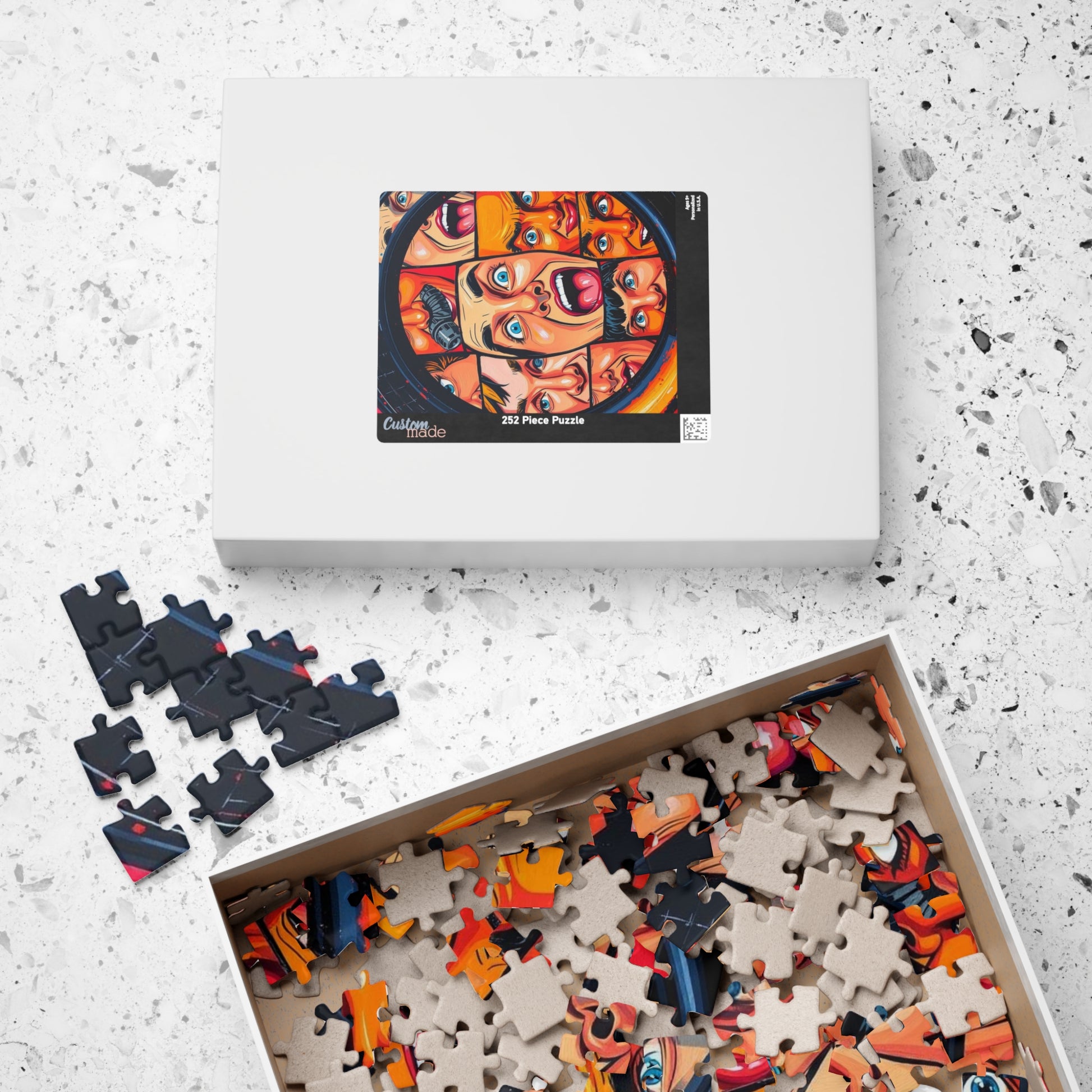 Vibrant Face Collage Puzzle, Pop Art Jigsaw Game Fun Family Activity, Unique Gift Idea for Friend, Colorful Home Entertainment, Brain Teaser Puzzle The Puzzle Chest