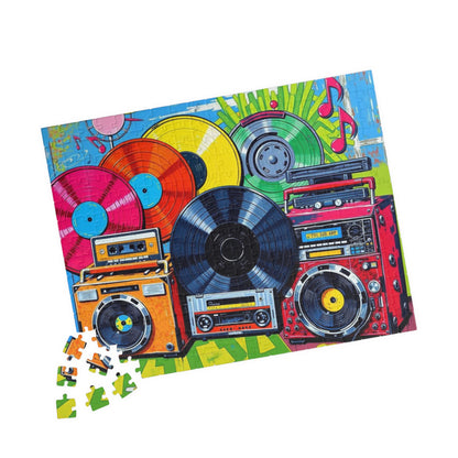 Retro Music Puzzle - Nostalgic Vinyls and Boomboxes Pop Art Jigsaw Game - Fun Family Activity, Gift for Music Lovers, Game Night Puzzle The Puzzle Chest