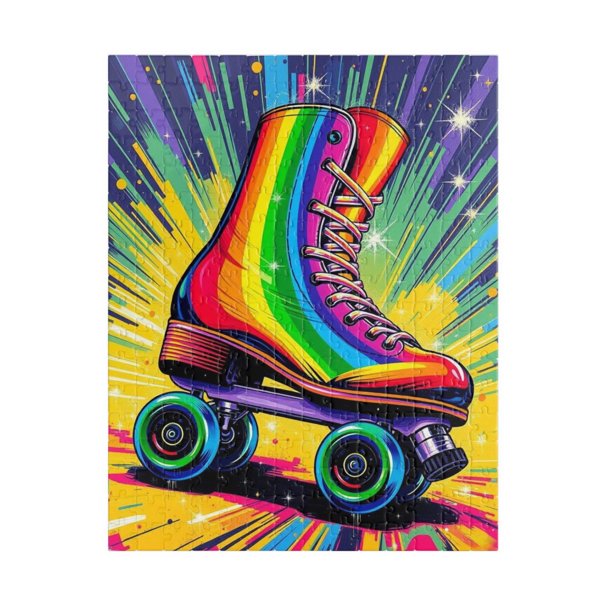 Rainbow Roller Skate Puzzle, Pop Art Jigsaw Fun Family Game, Colorful Home Entertainment, Gift for Hobbyist Puzzle Enthusiast 252 pcs (Vertical) Puzzle The Puzzle Chest