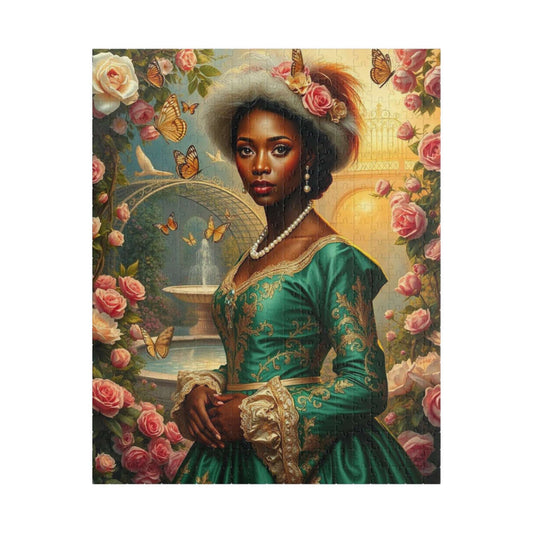 Floral Victorian Black Woman Jigsaw Puzzle, African American Lady Art, Afrocentric Artwork Puzzle The Puzzle Chest