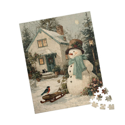 Whispers of Winter Jigsaw Puzzle - Snowman and Bird Wonderland, Best for Holiday Family Activity, Christmas Decor, Seasonal Gift Idea, Brain Teaser 252 pcs (Vertical) Puzzle The Puzzle Chest
