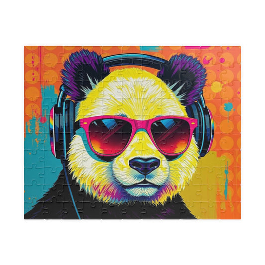 Vibrant Panda Puzzle - Pop Art Jigsaw Game, Fun Family Night, Animal Lover Gift for Friends, Colorful Home Entertainment 110 pcs (Horizontal) Puzzle The Puzzle Chest